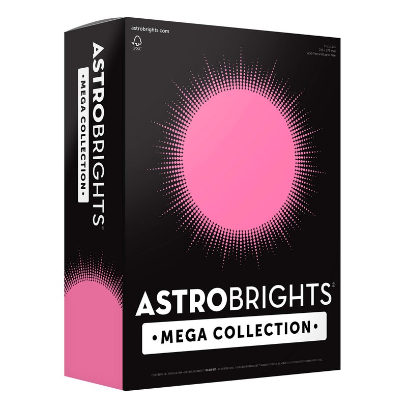 Astrobrights Mega Collection, Colored Paper, Neon Pink, 625 Sheets, 24 lb/89 gsm, 8.5" x 11 - MORE SHEETS! (91673) - Image 1